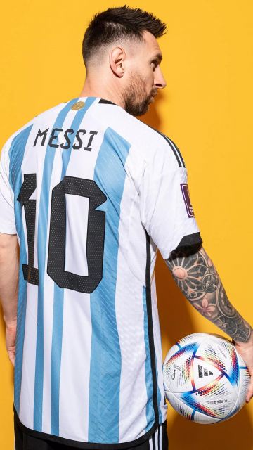 Lionel Messi, Yellow background, Soccer Player, Football player, Argentine footballer, FIFA World Cup Qatar 2022
