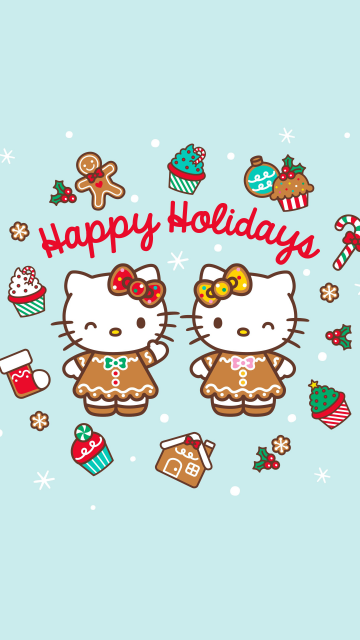 Happy holidays, Cute hello kitties, Christmas background, Hello Kitty background, Sanrio, Navidad, Noel