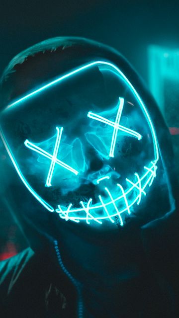 Neon, LED mask, Urban, Night, Smoke, Dope