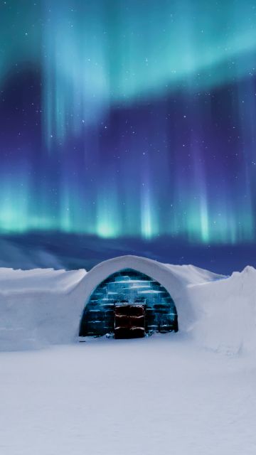 Aurora Borealis, Igloo, Night sky, Northern Lights, Finland