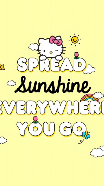 Spread sunshine, Hello Kitty background, Yellow background, Hello kitty quotes, Sanrio