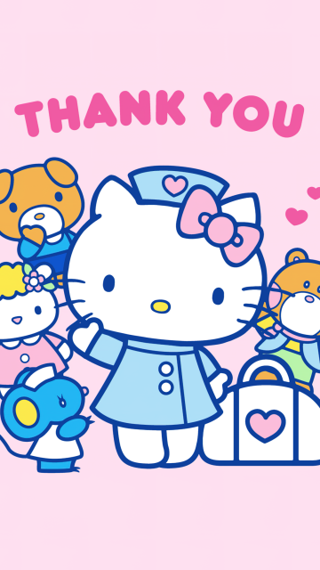 Thank You, Hello Kitty background, Pink background, Sanrio