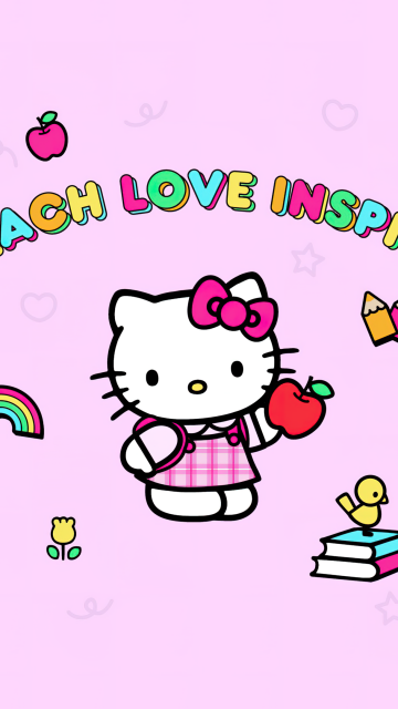 Teach Love Inspire, Hello kitty quotes, Pink background, Girly backgrounds, Hello Kitty background, Sanrio