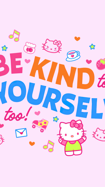 Be kind yourself, Pink background, Hello Kitty background, Sanrio