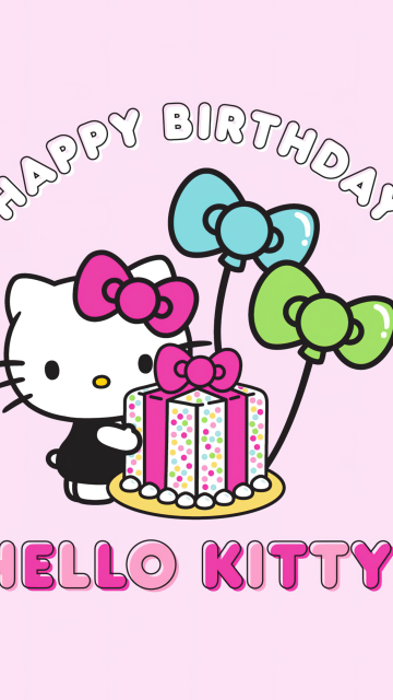 Happy Birthday, Hello Kitty, Pink background, Sanrio