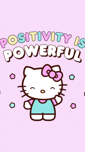 Positivity quotes, Hello Kitty background, Pink Lace background, Sanrio