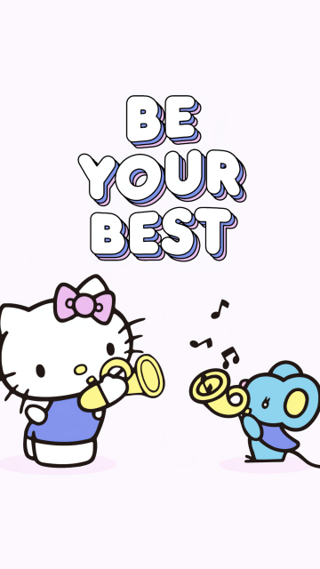 Be your best, Hello Kitty background, White background, Sanrio