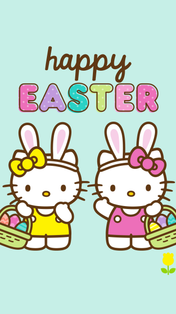 Happy Easter, Cute hello kitties, Pastel background, 5K, Hello Kitty background, Sanrio
