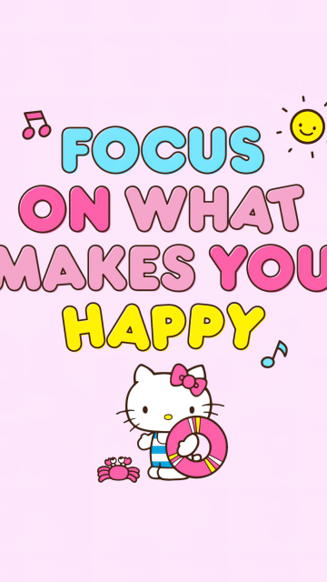 Focus on what makes you happy, Pink background, Pastel background, Pastel pink, Hello Kitty background, Girly backgrounds, Sanrio