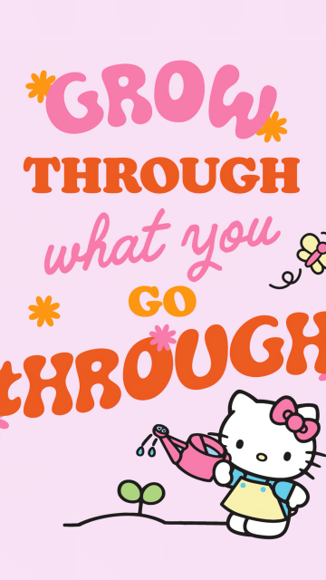 Go through, Go through, Hello Kitty background, Pink background